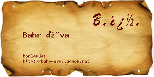 Bahr Éva névjegykártya